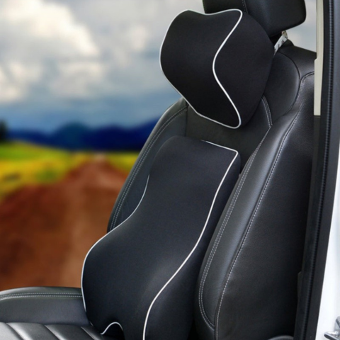 Lendestøtte og nakkestøttepute i minneskum - komfort og ryggavlastning