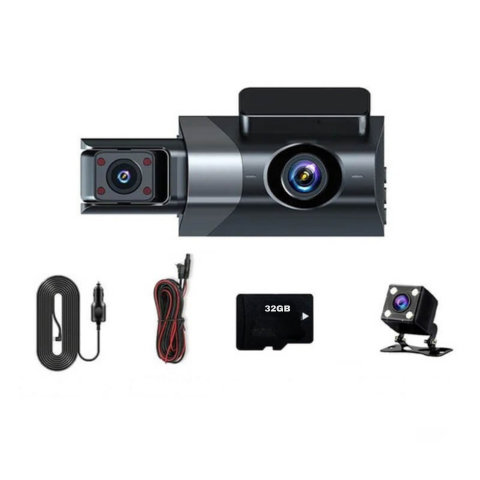 Cámara Embarcada en Coche — Doble Objetivo Con Cámara Trasera Integrada
