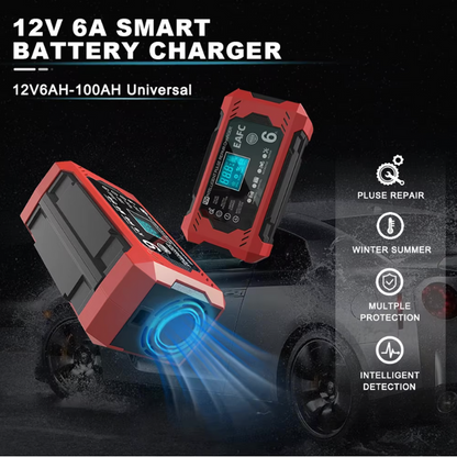 Intelligentes Auto-Batterieladegerät 12V/24V - LCD-Anzeige & Automatischer Schutz 