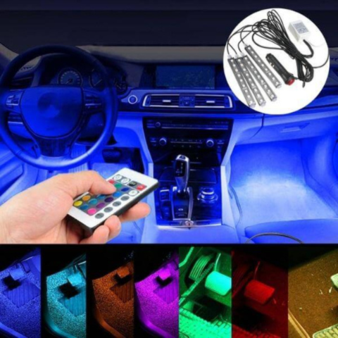 شرائط LED داخلية للسيارة - تحكم عن بُعد وتركيب سهل 