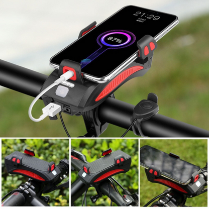 Wielofunkcyjna Lampa Rowerowa – Uchwyt na Telefon i Klakson 