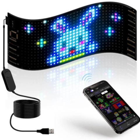 מסך LED מונפש לרכב – הודעות ואימוג'ים מותאמים אישית 