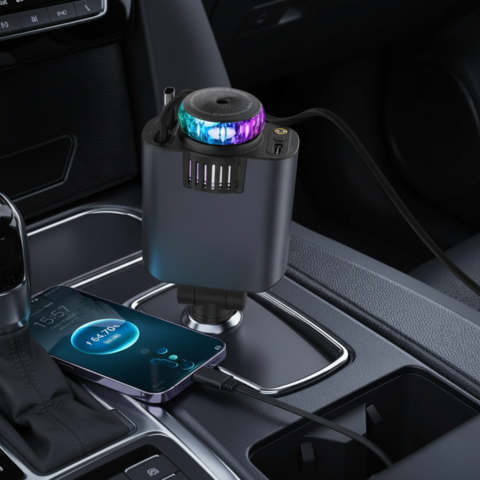 Multifunktionel Biloplader — Hurtigopladning & Aroma Diffuser 