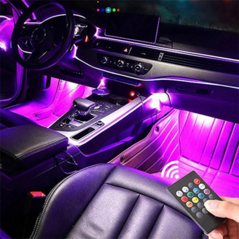 Multicolor LED osvětlení pro interiér auta – dálkové ovládání 