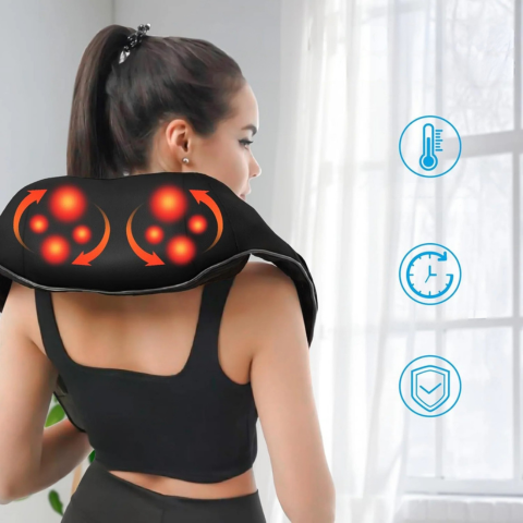 מכשיר עיסוי מחמם — הרפיה לצוואר, גב וכתפיים 