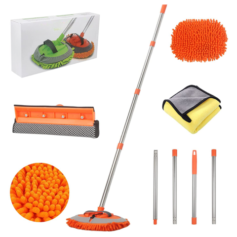 Multifunksjonell Bilvaskesett — Justerbart håndtak & Myk klut 